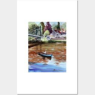 The Boathouse Inn and the Porthill Bridge, Shrewsbury Posters and Art